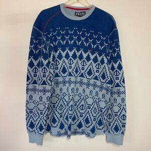 Volcom Men's Nordic Stone Thermal‎ Long Sleeve Shirt XL TG Blue Fair Isle